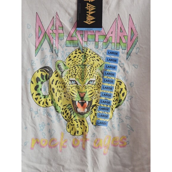 Def Leppard Rock of Ages Tee LG White Leopard Graphic Tour Band Shirt Retro 80s - Picture 4 of 8